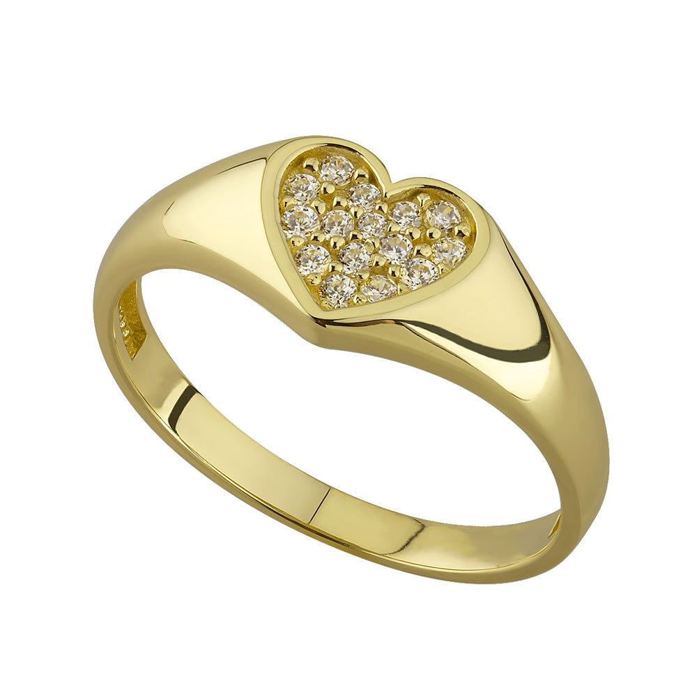 9ct Yellow Gold Heart Signet Ring